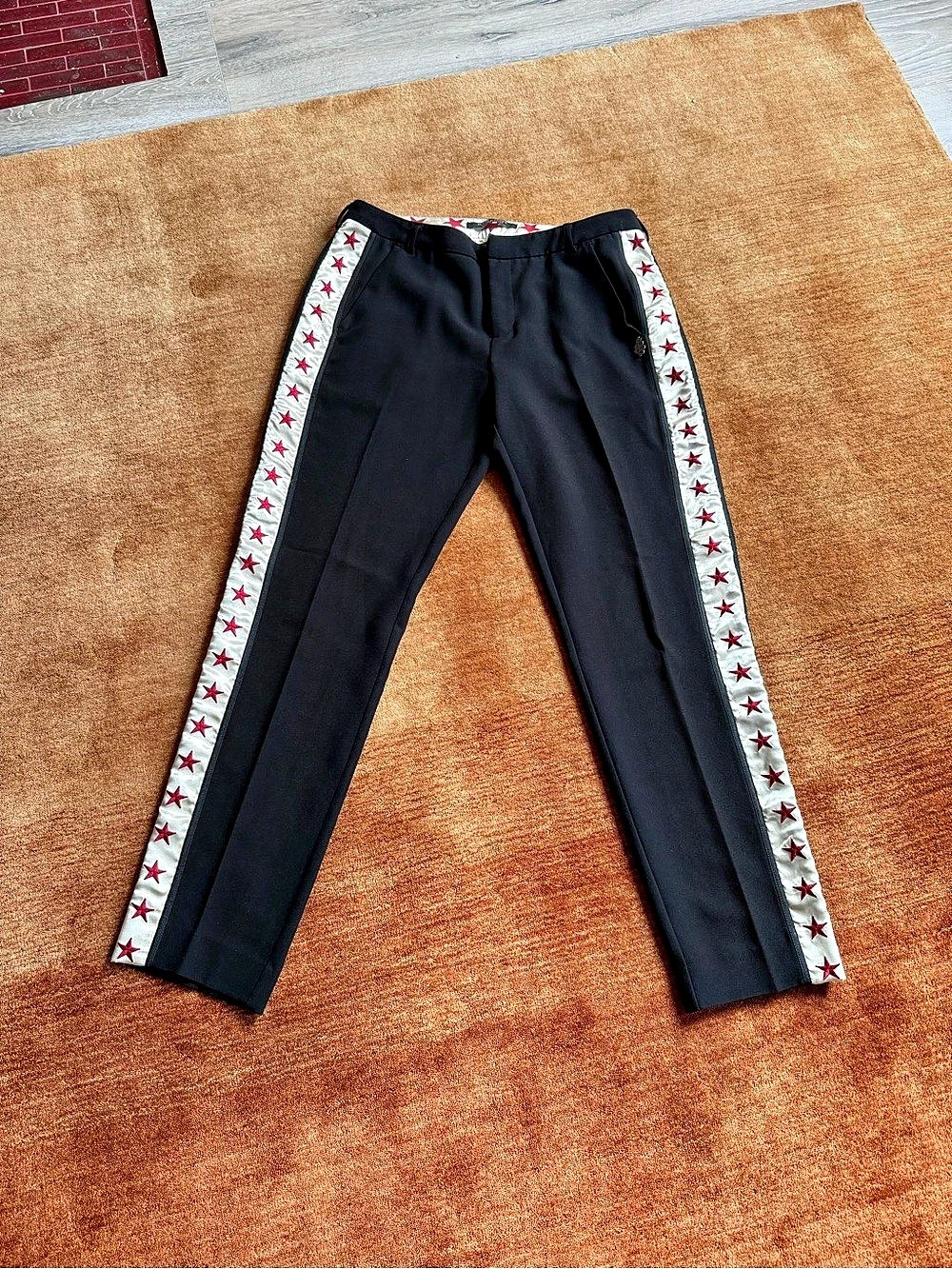 Scotch & Soda Star Stripe Trousers in Black & White Size Medium